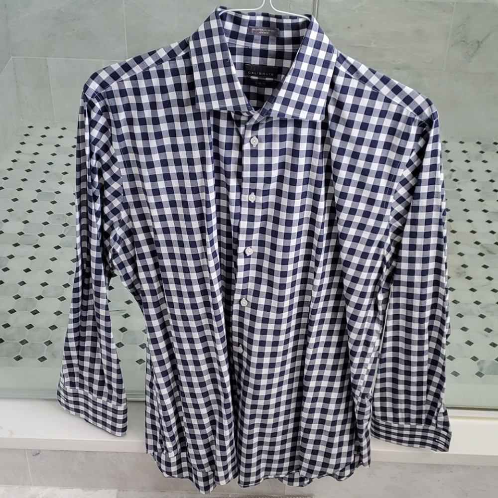 Calibrate Long Sleeve Blue Plaid Shirt